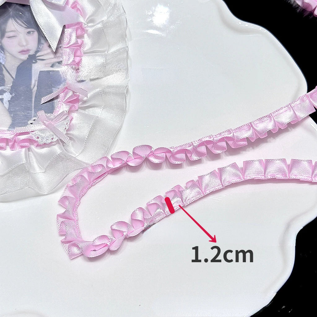 1 Meter 3.8CM Wide Double Layers Organza Satin Pleated Lace Ribbon Lolita Bags Decorative Fabric Ruffle Trim DIY Ita Bag Deco