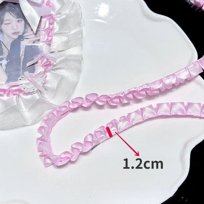 1 Meter 3.8CM Wide Double Layers Organza Satin Pleated Lace Ribbon Lolita Bags Decorative Fabric Ruffle Trim DIY Ita Bag Deco