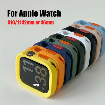 Bumper Soft Silicone Case For Apple Watch 11 10 9 8 7 6 SE 5 Anti-drop Matte Cover For iwatch 49mm 41mm 42mm 46mm 40mm 44mm 4