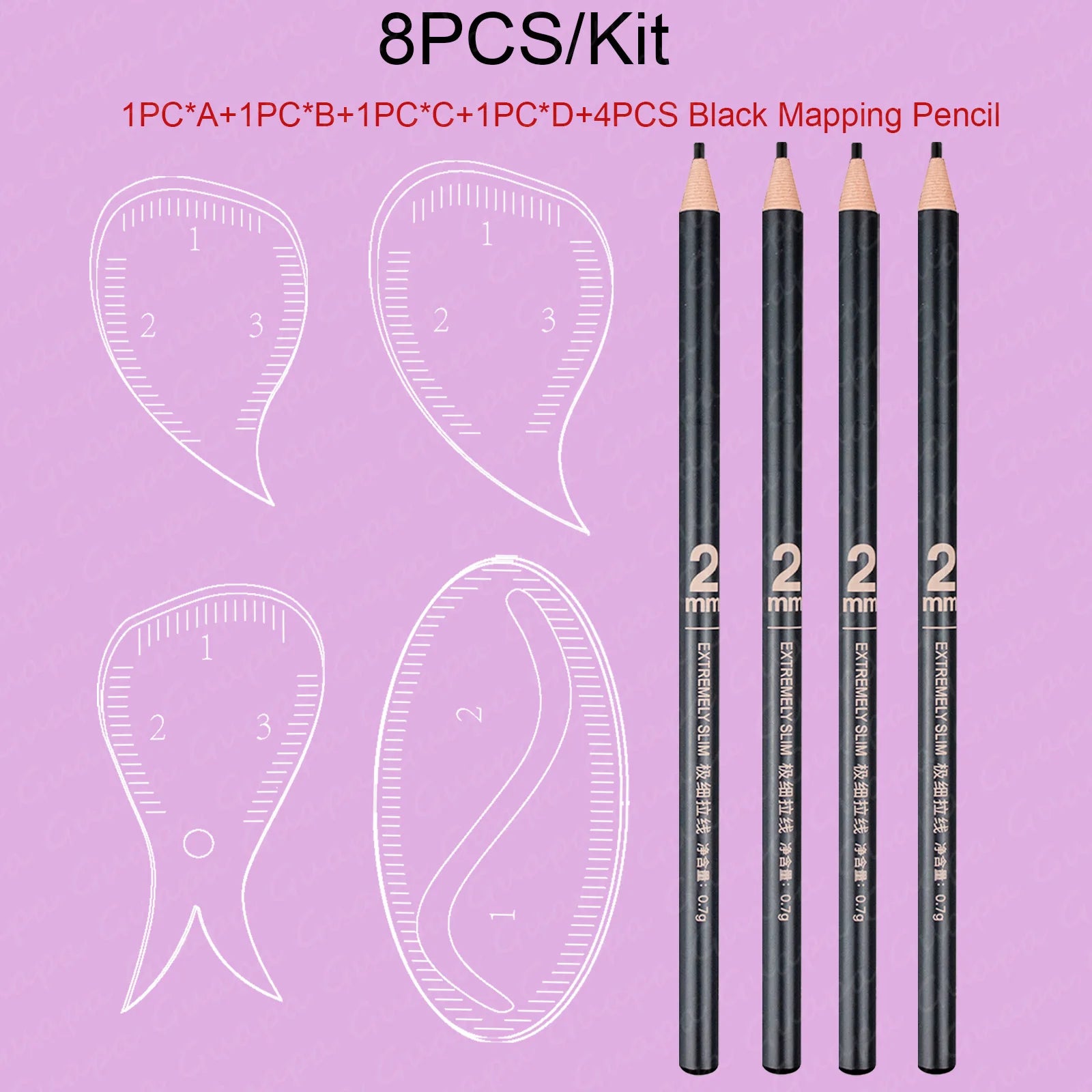 Tear Drop Arch Brow Mapping Tool Kit 1 Minute Brow Shaping Ruler Template Stencils Fast Drawing PMU Eyebrow Hairstroke Eyelin