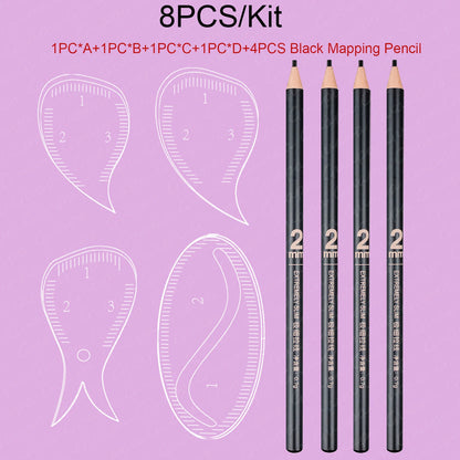 Tear Drop Arch Brow Mapping Tool Kit 1 Minute Brow Shaping Ruler Template Stencils Fast Drawing PMU Eyebrow Hairstroke Eyelin