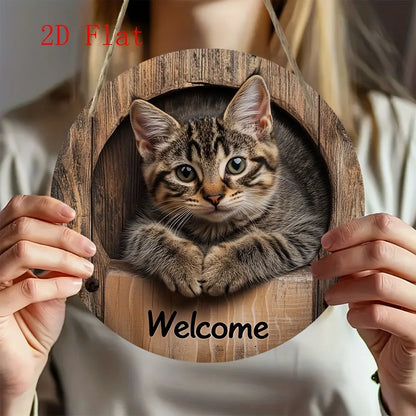2D Graphic 2D Printed Wall Art - Cat Welcome Signs for Street, Courtyard, Shopping Center, Garage, Cafe, Family, Bar, Club, K