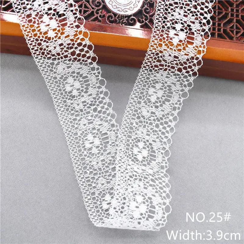Best Selling 10yards 38kinds Color White Lace Ribbon Woven Band French African Lace Wedding Fabric DIY Clothing/gift Wrapping