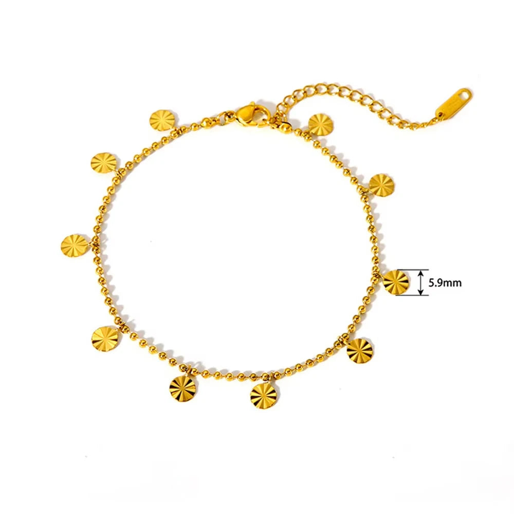 2024 Summer New Gold Color Anklets For Women Stainless Steel Firga Chain Feet Jewelry Layered Link Chain Accessory