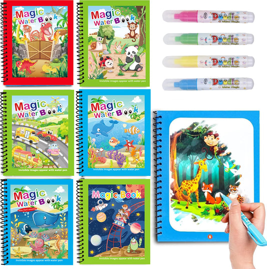 1pc Reusable Water Drawing Book Magic Water Book Mess-Free Magic Painting Pad with Refillable Water Pen Learning Education To