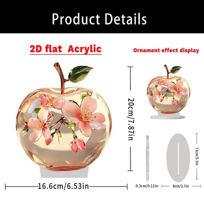 2D Acrylic Apple Landscape Desktop Decoration Ornament Home Living Room Entrance Tabletop Decoration Office Table Ornament - 