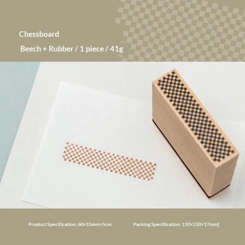 Journal GO Geometric Aesthetic Wooden Stamp Vintage Dot Gird Landscape Creative DIY Junk Journal Material Collage Stationery 