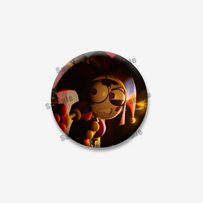 Creative Funny P-Pomni Enamel Pins Cute Cartoon Character Round Brooch DIY Backpack Jacket Collar Badge Jewelry Gifts for Fri