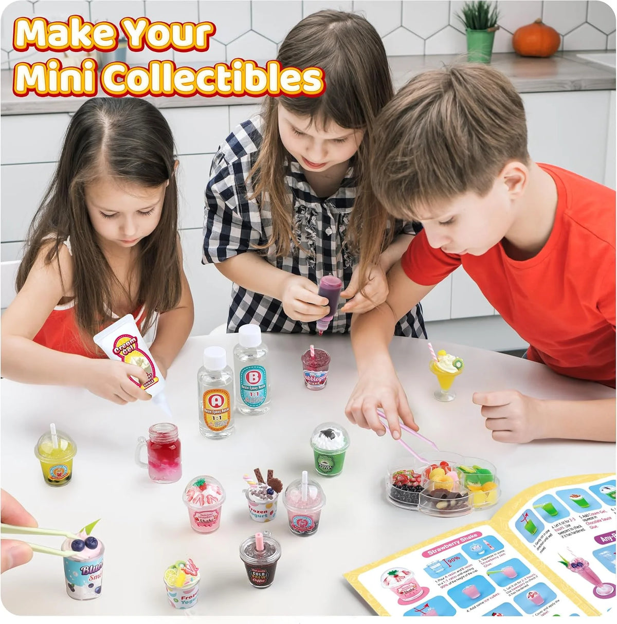 Miniature Drink Marker Kit, Miniature Food Toys, Kitchen Pretend Food DIY Crafts Kits for Kids Ages 8-12, Girls Gift for
