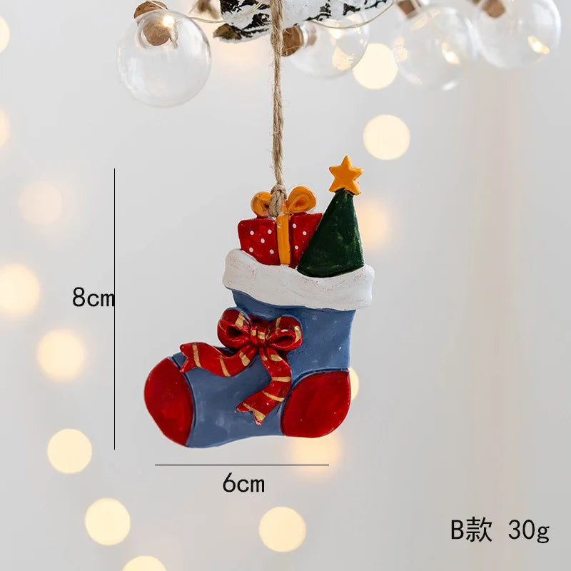 2022 Christmas Tree Decorations Christmas Resin Pendant Ornaments Home Decor DIY Kids Toys Gifts DIY Handmade Jewelry - B