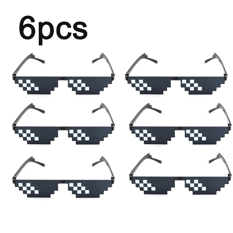 Mosaic Sunglasses Cool Party Vintage Shades Eyewear For Men Pixelated Sunglasses Funny Women Glasses - 6PCS