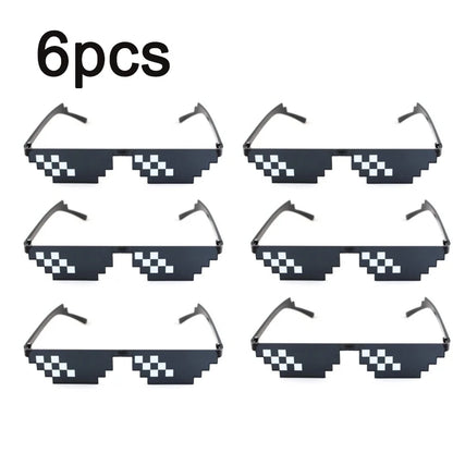 Mosaic Sunglasses Cool Party Vintage Shades Eyewear For Men Pixelated Sunglasses Funny Women Glasses - 6PCS