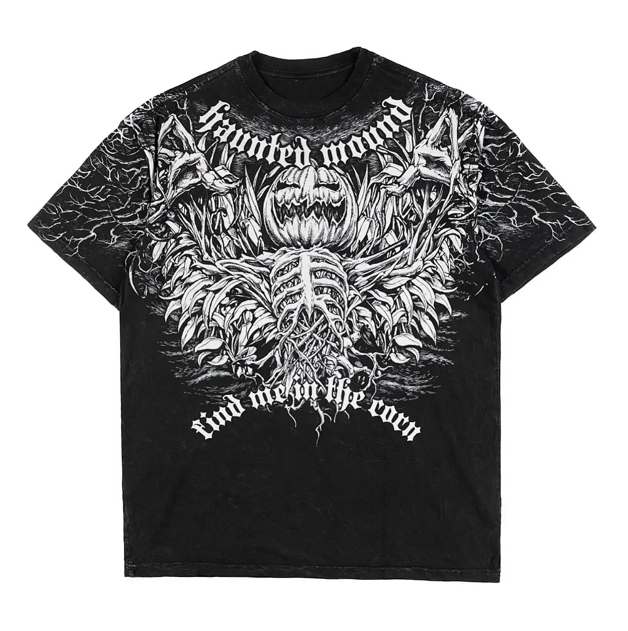 American Goth Haunted Mound Graphic T-shirt Printed Men Women Y2K Grunge Summer Short-sleeved Oversized T-shirt Streetwear To