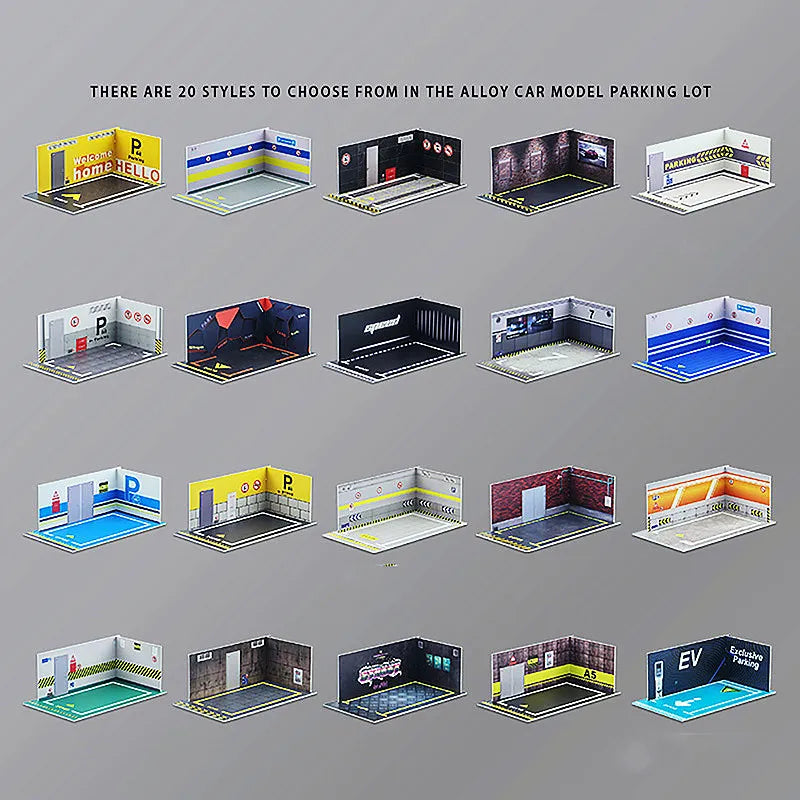 Diorama 1 32 Model Parking Space Diecast Car Miniature Cars Alloy Model PVC Board Scene Garage Background Wall DIY Ornament