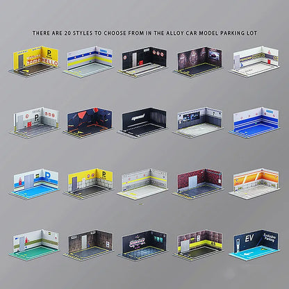 Diorama 1 32 Model Parking Space Diecast Car Miniature Cars Alloy Model PVC Board Scene Garage Background Wall DIY Ornament