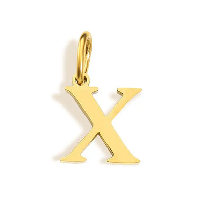 26 Letter Alphabet Initial 10mm Charm Pendant Jewelry Gold Stainless Steel Simple PVD Plated DIY Necklace Bracelet Jewelry - 