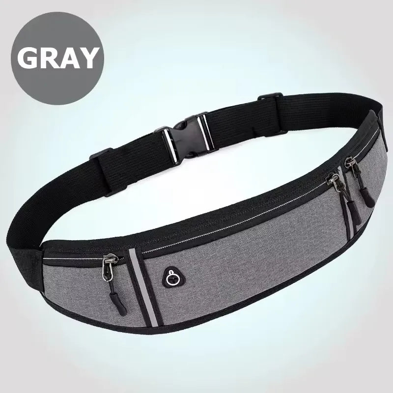 Professional Running Waist Bag Sports Belt Pouch Mobile Phone Case Men Women Hidden Pouch Gym Sports Bags Running Pack - Gray