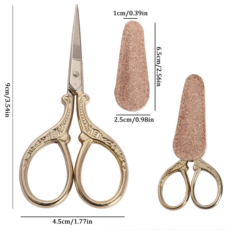 Embroidery Scissors Set with Leather Sheaths for Sewing Crafting, Art Work, Threading, Needlework DIY Tools Dressmaker