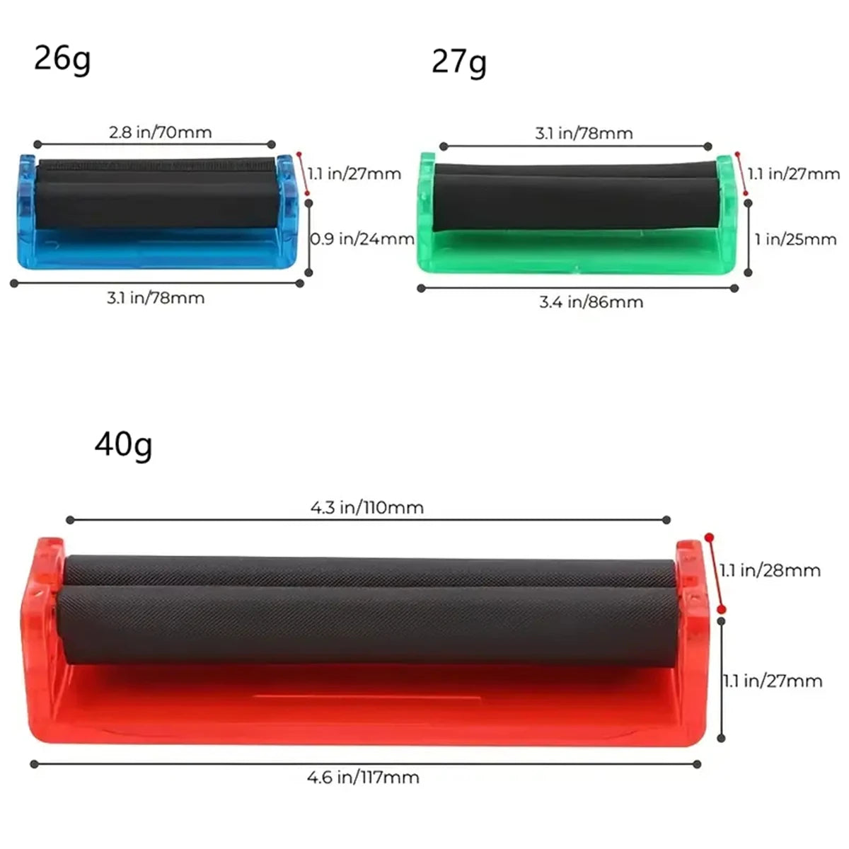 Cigarette roller for 2.8in 3.1 in 4.3in roll papers, handhold plastic rolling machine, rolling papers machine