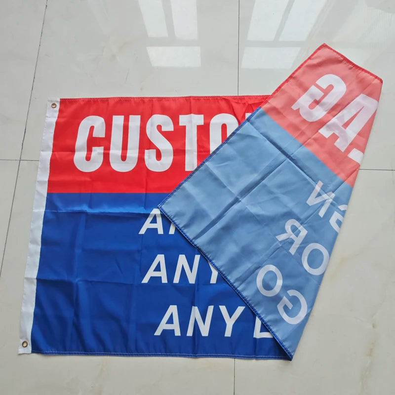 Digital Print Custom Flag Any Size Company Logo Outdoor Sport Advertising Banner Polyester Sleeve Brass Grommets Decor