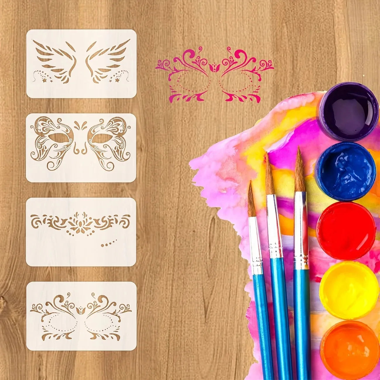 16pcs Reusable PET Face Painting Stencils, Assorted Designs for DIY Makeup,Costume Parties, Washable Stencils for Painting