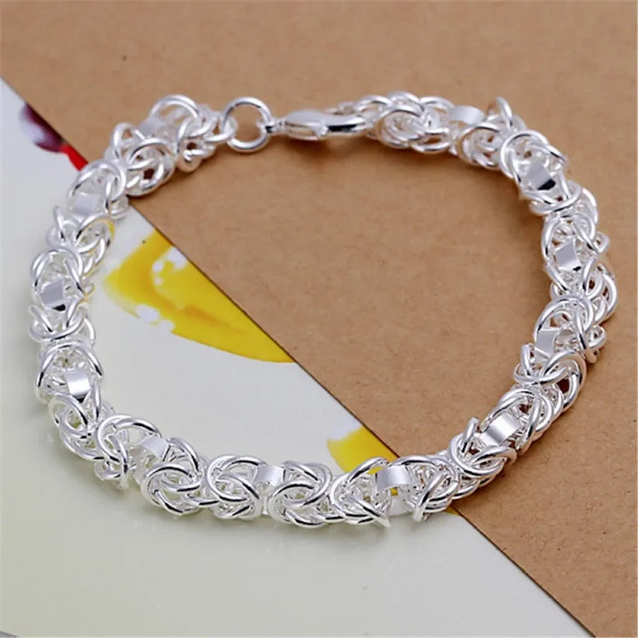 Fine 925 Sterling Silver Noble Nice Chain Solid Bracelet for Women Men Charms Party Gift Wedding Fashion Jewelry Hot Model - 