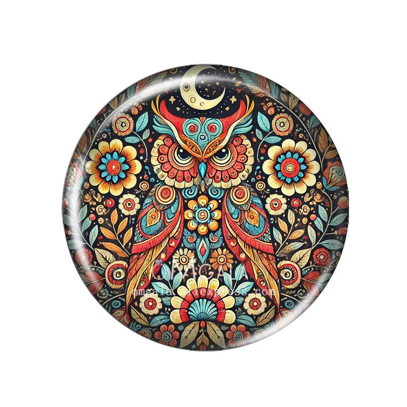 Folk Art Animals with Flower 10pcs Mixed 12mm/14mm/18mm/20mm/25mm/30mm Round photo glass cabochon demo flat back Making findi