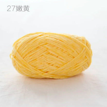 Pear Lustre Chenille Yarn 148Meters/Skein 2mm Thin Pleuche Wool Rope for Hand Crochet Dolls Shoes Materials - 27 light yellow