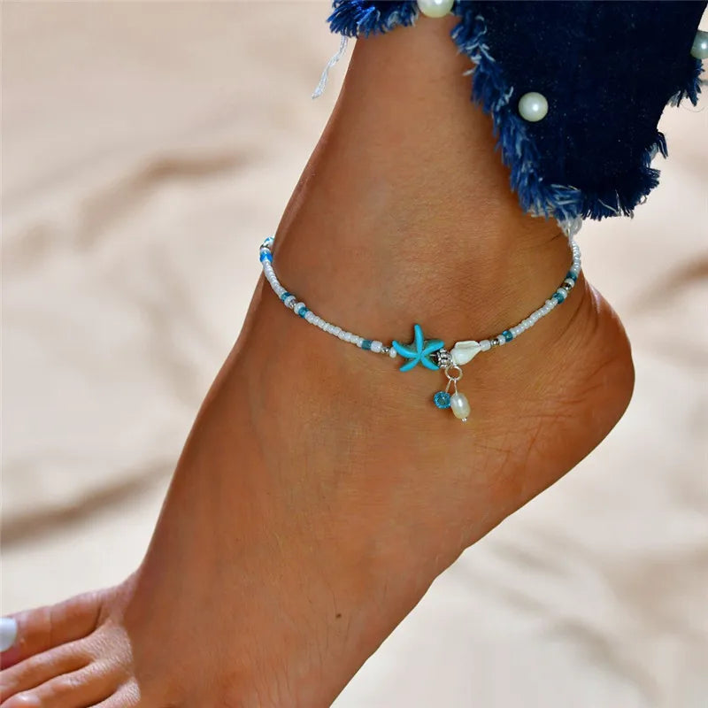 Bohemia Shaped Anklets for Women Foot Jewelry Summer Beach Barefoot Bracelet Ankle on Leg Chian Ankle Strap Accessories - 501