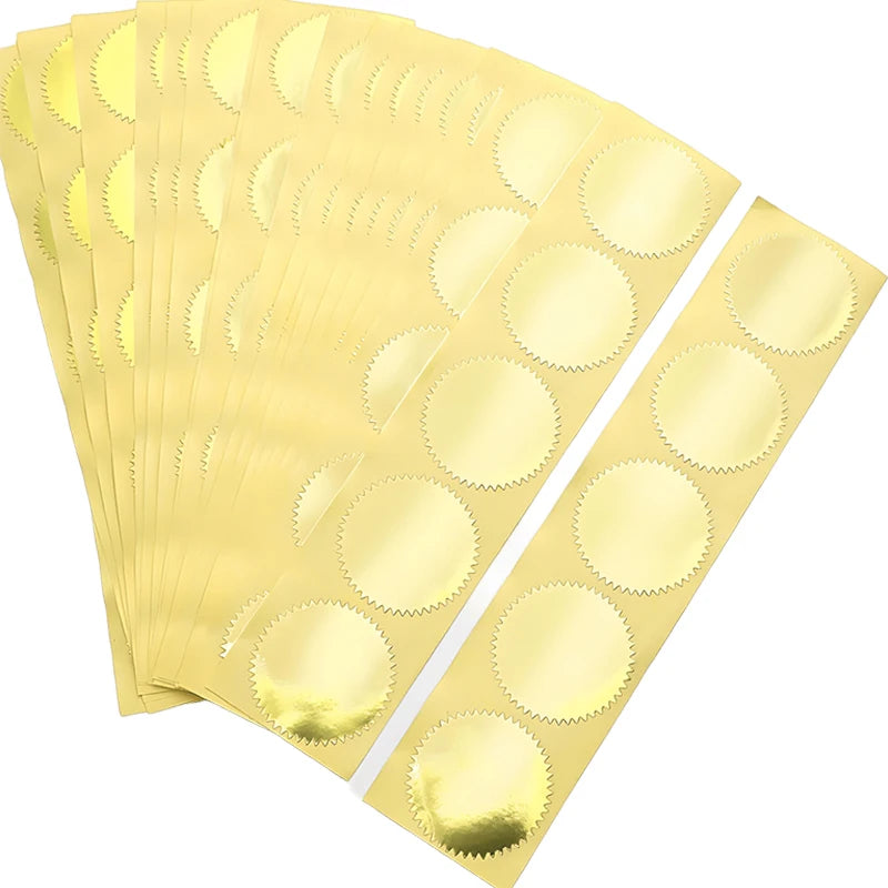 100PCS/Pack 45mm Round Gear Sticker Gold Silver Self Adhesive Steel Seal Stickers Envelopes Invitation Embossing Stamp Props 