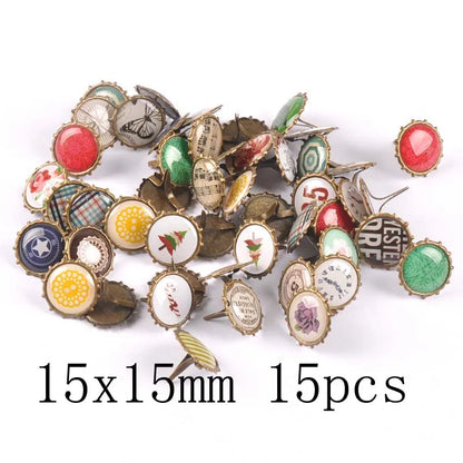 mix vintage Diy Brads Scrapbooking Embellishment Fastener Brad Metal Crafts Decoration CP2583 - 15x15mm 15pcs A
