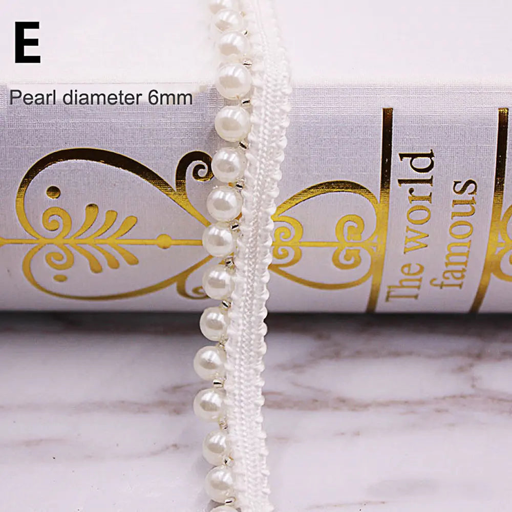 1yard/lot White black Pearl Bead lace Ribbon Tape lace fabric Trim Ribbons for DIY Sewing Garments Handmade Clothing Accessor
