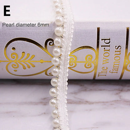 1yard/lot White black Pearl Bead lace Ribbon Tape lace fabric Trim Ribbons for DIY Sewing Garments Handmade Clothing Accessor