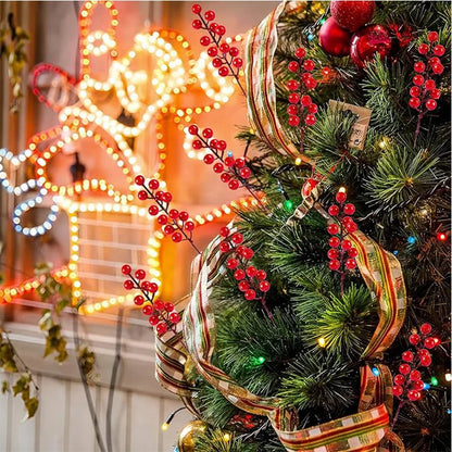 10Pcs Christmas Decoration Artificial Red Berries Bouquet Christmas Tree Ornament DIY Wreath Xmas New Year 2026 Gifts Accesso