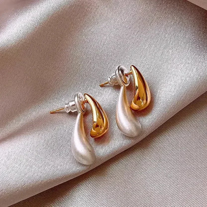 Vintage Geometry Irregular Eardrop Personality Asymmetry Dripping Oil Earrings for Women Fashion Daily Commuting Jewelry Gift