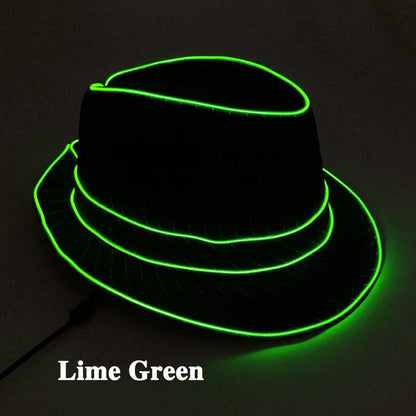 LED Fedora Hat Concert Grand Event Concert NightClub Masquerade Jazz Top Cap Luminous Hat Men Women Led Panama Gangster Hats