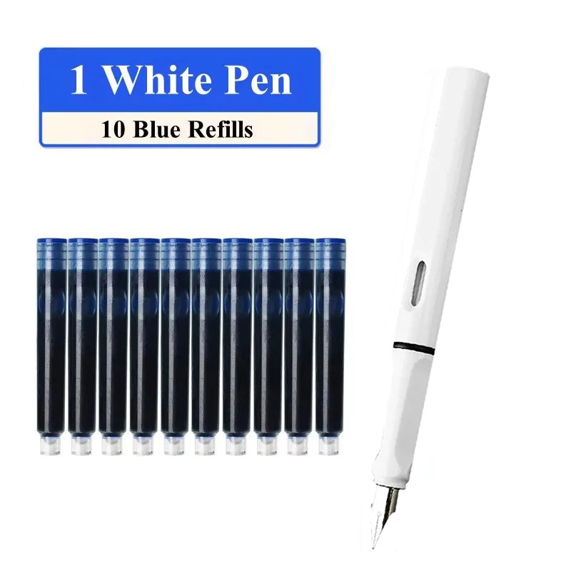 Fountain Pen Set Replaceable Ink Refill Calligraphy Multifunction Pens For Writing 0.38mm Office School Stationery Supplies -