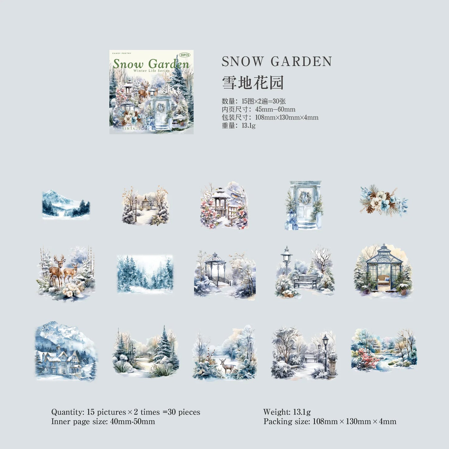 30sheets/lot Kawaii Stationery Stickers Winter Life Junk Journaling Decorative Mobile Scrapbooking for stickers - xuedihuayua