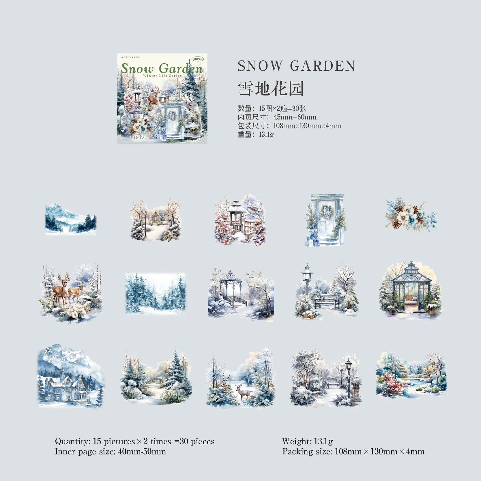 30sheets/lot Kawaii Stationery Stickers Winter Life Junk Journaling Decorative Mobile Scrapbooking for stickers - xuedihuayua
