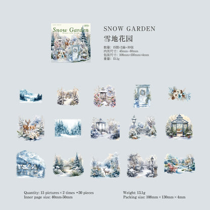 30sheets/lot Kawaii Stationery Stickers Winter Life Junk Journaling Decorative Mobile Scrapbooking for stickers - xuedihuayua