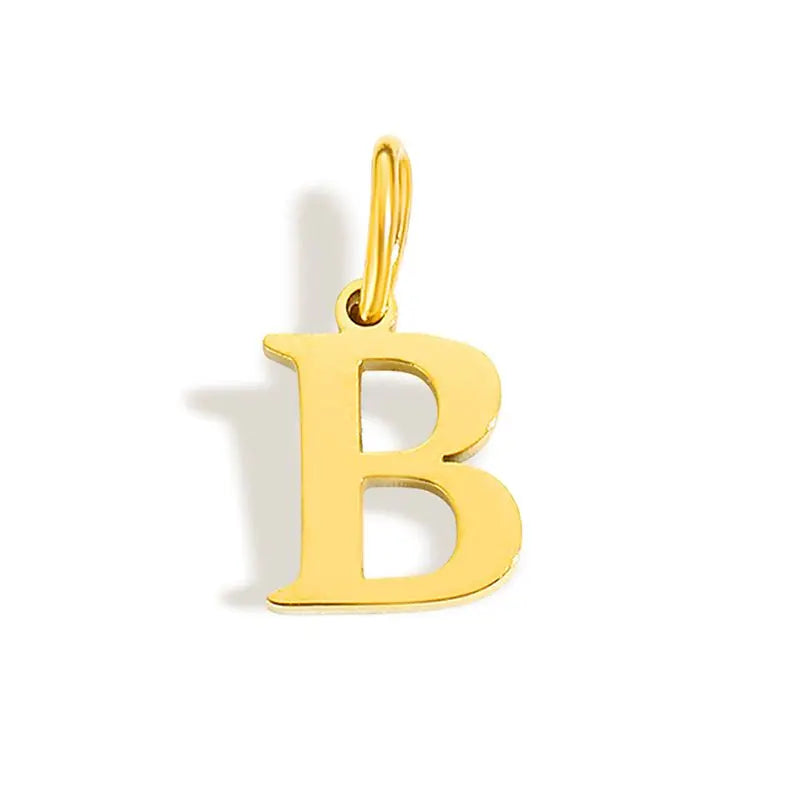 26 Letter Alphabet Initial 10mm Charm Pendant Jewelry Gold Stainless Steel Simple PVD Plated DIY Necklace Bracelet Jewelry - 