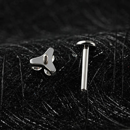 Right Grand ASTM F136 Titanium Tiny Trinity CZ Labret Stud 16G Triple CZ Flower Cartilage Earring Nose Medusa Earlobe Piercin