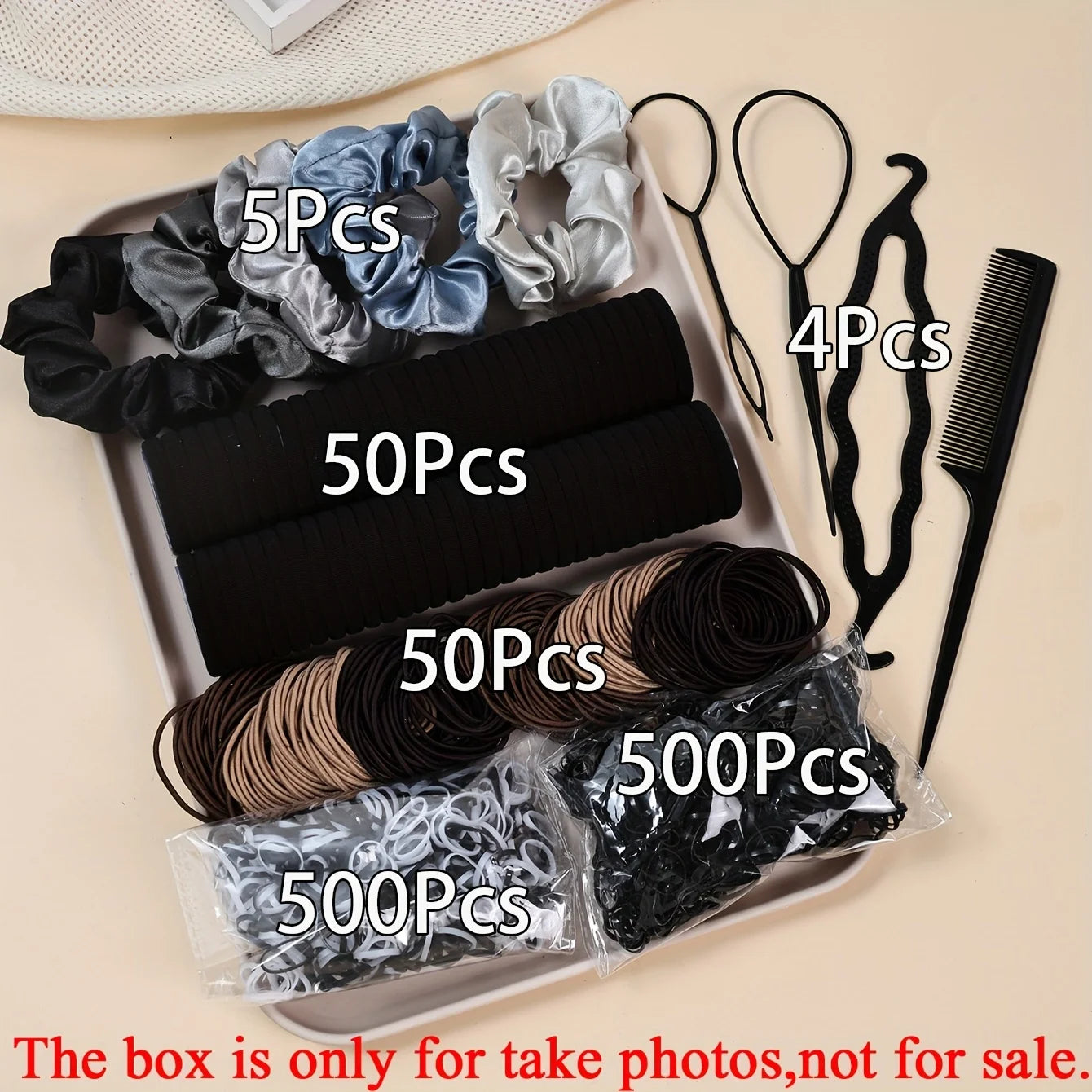 1109pcs Women Dark Hair Accessories Set Elastic Seamless Ponytail Scrunchies Small Rubber Bands Fashion Hair Ties Headbands -