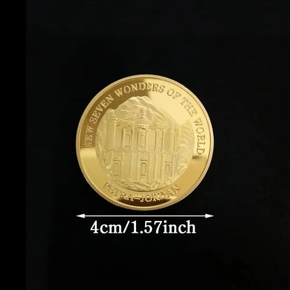 Seven Wonders of The World Coin Collection Gold-plated Commemorative Badge Travel Collection Coin