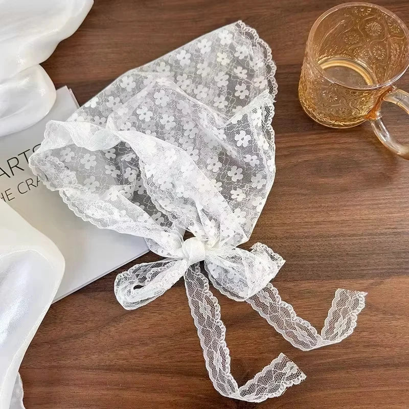 New Triangle Short Skirt Half Skirt Butt Curtain Skirt Lace Trim Small Apron Knitting Lace Stacked Ins Korean Women Headscarf