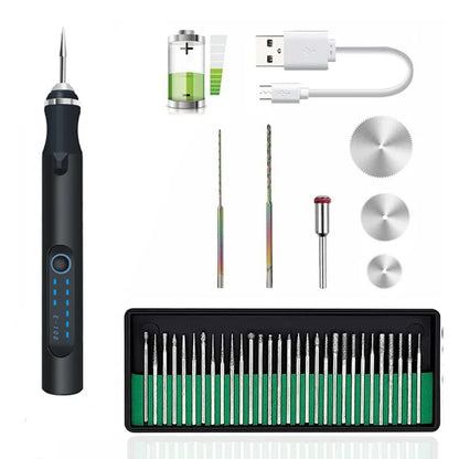 Engraving Machines Mini Electric Engraver Etching Pen Cordless Rotary Tool for Jewelry Glass Wood Ceramic Metal Plastic - Bla