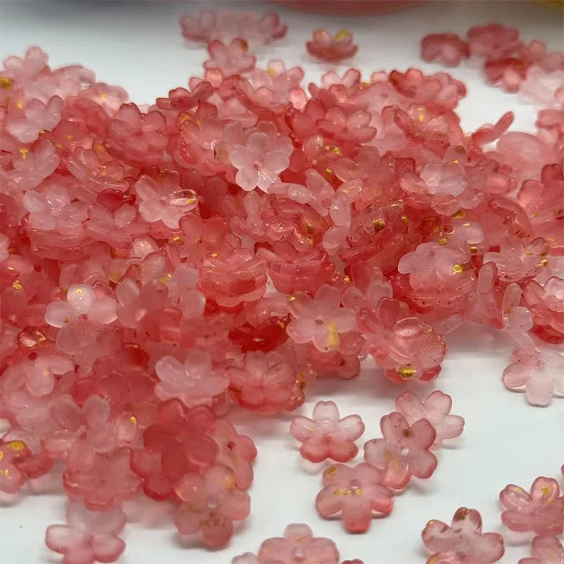 100Pcs/lot 10mm Colorful Flower Acrylic Spacer Beads For Jewelry Making DIY Bracelet Necklace Accessories