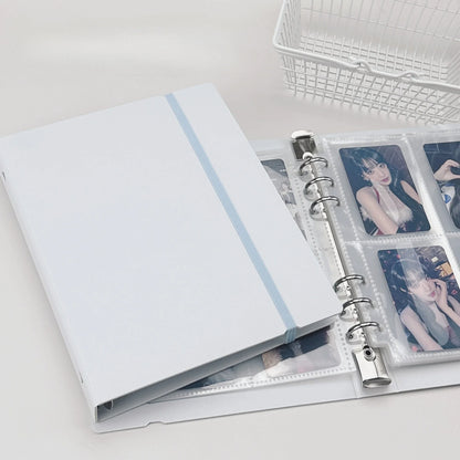 A5 White Blue DIY Binder Photocards Collect Book Diary Agenda Planner DIY Cover Album Stationery - white