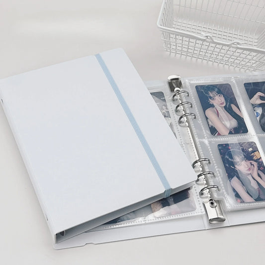 A5 White Blue DIY Binder Photocards Collect Book Diary Agenda Planner DIY Cover Album Stationery