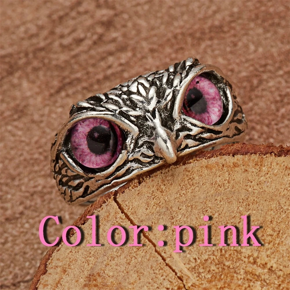 Rare Vintage Owl Carved Tibet Silver Ring for Men Cute Animals Youth Gothic Adjustable Fashion Women Jewelry Accessories Gift
